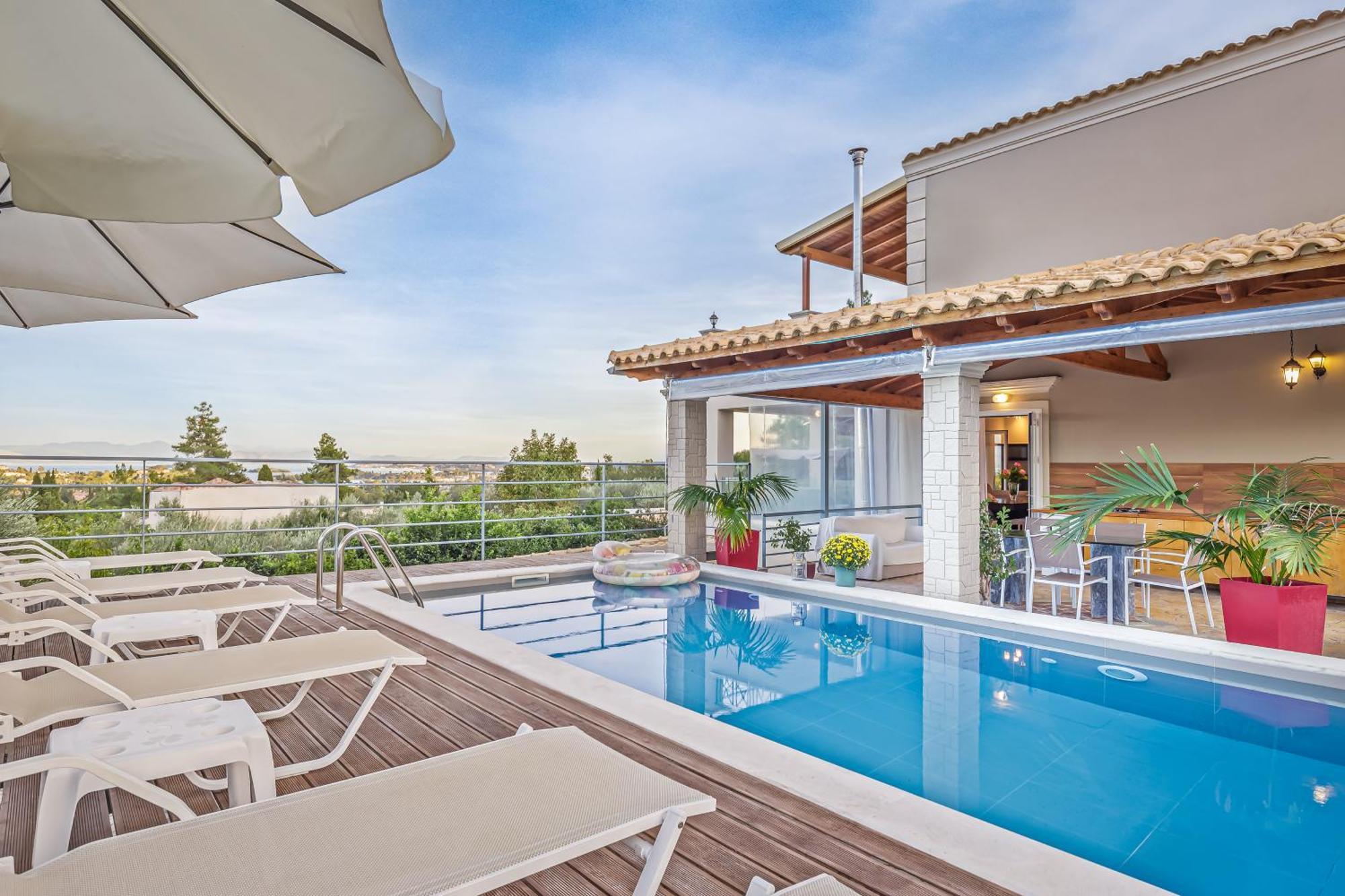 Villa Olivia Corfu - Amazing Sea-View 3 Bedroom Villa With A Pool Gazatika Ngoại thất bức ảnh